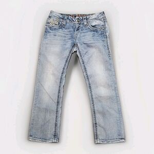 Rock Rival Jeans Ella CAPRI Size 27 SLIM Cut Bling Pockets Cowgirl Rodeo